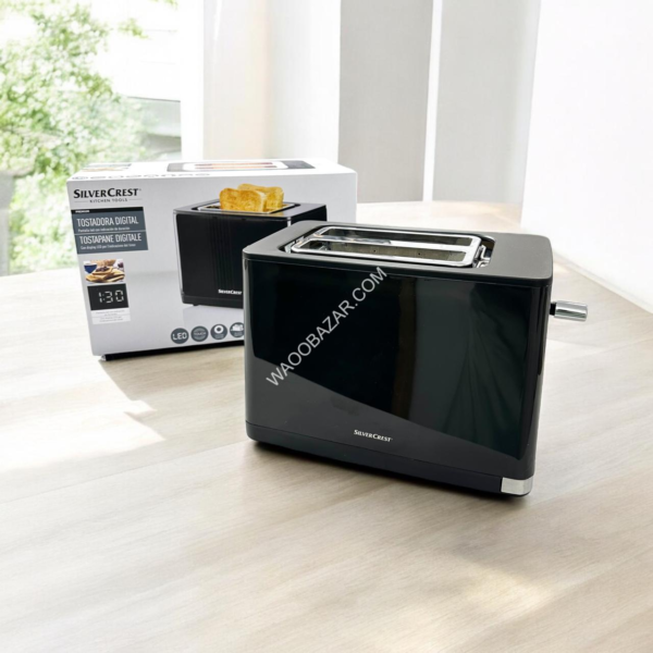Silver Crest Digital Toaster - 900W with LED Touch Display | Bagel, Defrost, & Reheat Functions | Compact Design (70cm) - Image 3